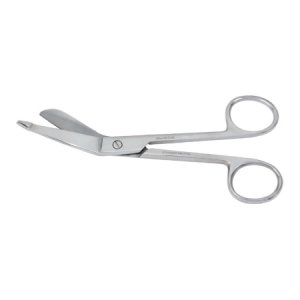 Bandage Scissors Vantage   Lister 5-1/2 Inch Length Office Grade Stainless Steel Finger Ring Handle Angled Blade Blunt Tip / Blunt Tip