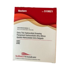 Hydrocolloid Dressing Restore    Extra Thin 4 X 4 Inch Square Sterile