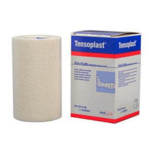 Elastic Adhesive Bandage Tensoplast   4 Inch X 5 Yard Medium Compression No Closure White NonSterile