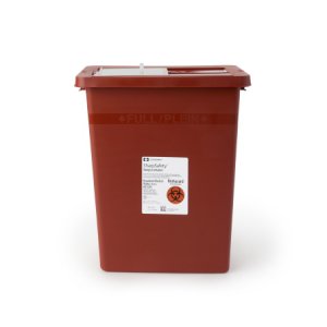 Sharps Container SharpSafety    17-3/4 H X 11 W X 15-1/2 D Inch 8 Gallon Red Base / White Lid Vertical Entry