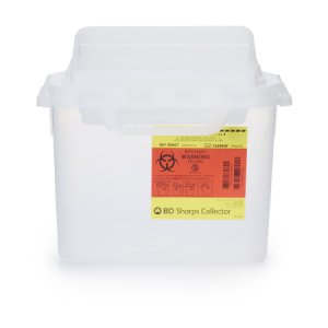 Sharps Container BD    12 H X 12 W X 4-4/5 D Inch 5.4 Quart Translucent White Base / Translucent White Lid Horizontal Entry