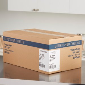 Stretcher Sheet McKesson Flat Sheet 40 W X 72 L Inch Blue Tissue / Poly Disposable