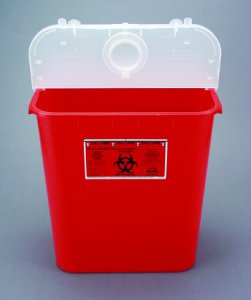 Sharps Container Bemis    Sentinel 15-7/8 H X 16-1/2 L X 11-13/16 W Inch 8 Gallon Red Vertical Entry