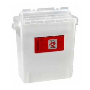 Sharps Container Bemis    Sentinel 10 H X 5-1/4 W X 11 D Inch 1.25 Gallon Translucent Beige Base / Translucent Lid Horizontal Entry