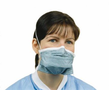 Particulate Respirator / Surgical Mask Critical Cover   PFL   Medical N95 Chamber Elastic Strap One Size Fits Most Teal Stripe NonSterile ASTM Level 3 Adult