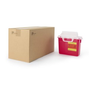 Sharps Container BD    12-1/2 H X 10-7/10 W X 6 D Inch 2 Gallon Red Base / White Lid Horizontal Entry