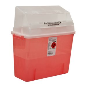 Sharps Container GatorGuard    In-Room    8-3/4 H X 12-1/4 W X 12-1/4 D Inch 2 Gallon Translucent Red Base / Clear Lid Horizontal Entry