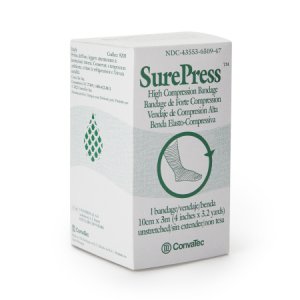 Compression Bandage SurePress   4 Inch X 3.2 Yard High Compression No Closure White NonSterile