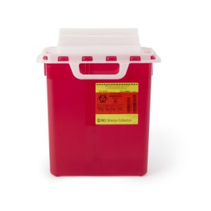 Sharps Container BD    16-3/5 H X 10-7/10 W X 6 D Inch 3 Gallon Red Base / Pearl Lid Horizontal Entry