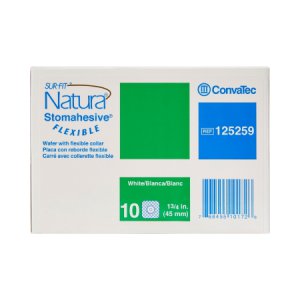 Ostomy Barrier Sur-Fit Natura   Trim to Fit, Standard Wear Stomahesive   White Tape 45 mm Flange Sur-Fit   Natura   System Hydrocolloid Up to 1 to 1-1/4 Inch Opening 4 X 4 Inch