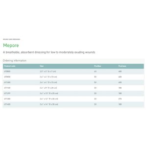 Adhesive Dressing Mepore   2-1/2 X 3 Inch Nonwoven Spunlace Polyester Rectangle White Sterile