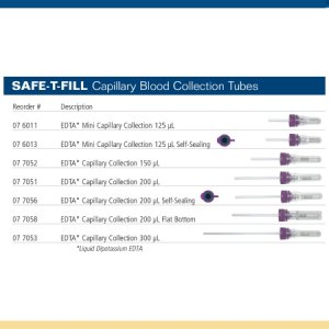 Safe-T-Fill   Capillary Blood Collection Tube Whole Blood Tube K2 EDTA Additive 1.1 mm Diameter 125   L Purple Pierceable Attached Cap Plastic Tube