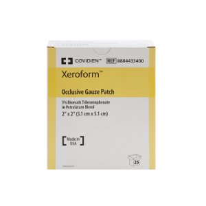 Xeroform Petrolatum Impregnated Dressing Xeroform    Occlusive 2 X 2 Inch Fine Mesh Gauze Bismuth Tribromophenate (Xeroform) / Petrolatum Sterile