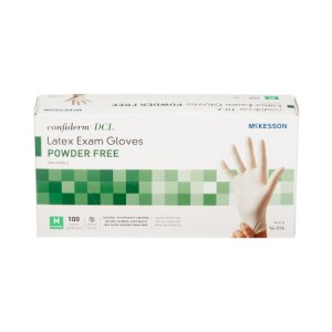 Exam Glove McKesson Confiderm   Medium NonSterile Latex Standard Cuff Length Smooth Ivory Not Rated