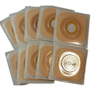 Ostomy Barrier Sur-Fit Natura   Precut, Standard Wear Stomahesive   Adhesive 45 mm Flange Sur-Fit   Natura   System Hydrocolloid 1-1/4 Inch Opening 4 X 4 Inch