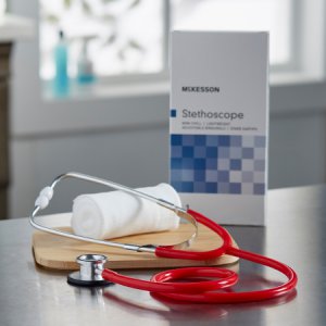 Classic Stethoscope McKesson Red 1-Tube 22 Inch Tube Double-Sided Chestpiece