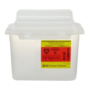 Sharps Container BD    12 H X 12 W X 4-4/5 D Inch 5.4 Quart Translucent White Base / Translucent White Lid Horizontal Entry