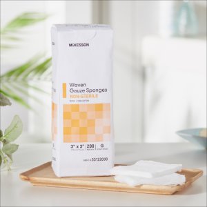Gauze Sponge McKesson Cotton 12-Ply 3 X 3 Inch Square NonSterile