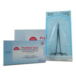 Sterilization Pouch ProView   plus Gas / Steam / Chemical Vapor 3-1/2 X 5-1/4 Inch Transparent / Blue Self Seal Paper / Film