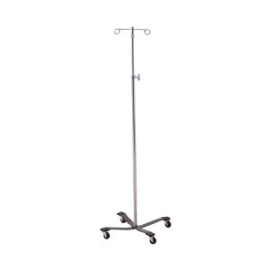IV Stand Floor Stand McKesson 2-Hook 4-Leg, Rubber Wheel, Ball-Bearing Casters, 22 Inch Epoxy-Coated Steel Base