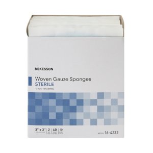 Gauze Sponge McKesson Cotton 12-Ply 3 X 3 Inch Square Sterile