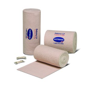 Elastic Bandage Deluxe   480   LF 4 Inch X 11 Yard Double Length High Compression Clip Detached Closure Tan NonSterile