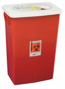 Sharps Container SharpSafety    26 H X 18-1/4 W X 12-3/4 D Inch 18 Gallon Red Base / White Lid Horizontal / Vertical Entry