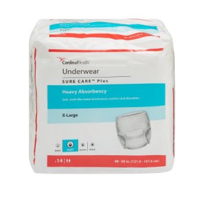 Unisex Adult Absorbent Underwear Sure Care    Plus Pull On with Tear Away Seams X-Large Disposable Heavy Absorbency