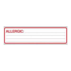Pre-Printed Label Timemed Allergy Alert White Allergic: Red Alert Label 1 X 6 Inch