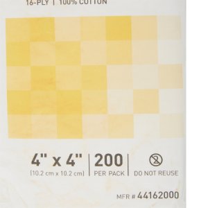 Gauze Sponge McKesson Cotton 16-Ply 4 X 4 Inch Square NonSterile