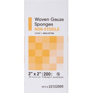 Gauze Sponge McKesson Cotton 12-Ply 2 X 2 Inch Square NonSterile