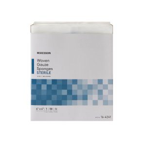 Gauze Sponge McKesson Cotton 12-Ply 4 X 4 Inch Square Sterile