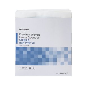 USP Type VII Gauze Sponge McKesson Cotton 12-Ply 4 X 4 Inch Square Sterile
