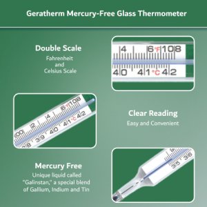 Glass Oral Thermometer Geratherm   Glass , Mercury Free Oval Shape Fahrenheit / Celsius