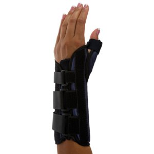 Wrist Brace with Thumb Spica Premier   Aluminium / Foam / Nylon / Plastic / Polyester Left Hand Black Small