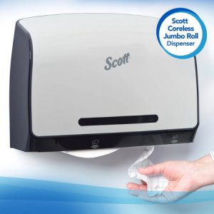 Toilet Tissue Scott   Essential Coreless JRT White 2-Ply Jumbo Size Coreless Roll Continuous Sheet 3-3/4 Inch X 1150 Foot