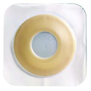 Ostomy Barrier Sur-Fit Natura   Precut, Extended Wear Durahesive   White Tape 45 mm Flange SUR-FIT Natura   System Hydrocolloid 1-3/8 Inch Opening 4-1/2 X 4-1/2 Inch