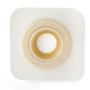 Ostomy Barrier Sur-Fit Natura   Precut, Extended Wear Durahesive   White Tape 45 mm Flange SUR-FIT Natura   System Hydrocolloid 1-1/4 Inch Opening 4-1/2 X 4-1/2 Inch
