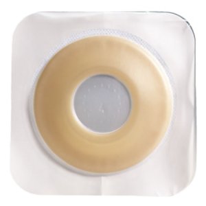 Ostomy Barrier Sur-Fit Natura   Precut, Extended Wear Durahesive   White Tape 57 mm Flange Sur-Fit   Natura   System Hydrocolloid 1-5/8 Inch Opening 5 X 5 Inch