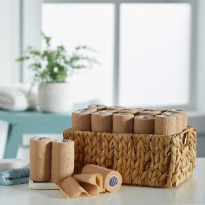 Cohesive Bandage McKesson 4 Inch X 5 Yard Standard Compression Self-adherent Closure Tan NonSterile