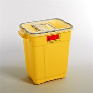 Chemotherapy Waste Container BD    18-1/2 H X 17-3/4 W X 11-3/4 D Inch 9 Gallon Yellow Base / Clear Lid Vertical Entry