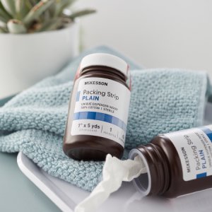 Wound Packing Strip McKesson Plain Cotton Non-impregnated Large 1 Inch X 5 Yard 1 Count Sterile