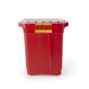 Sharps Container BD    18-1/2 H X 17-3/4 W X 11-3/4 D Inch 9 Gallon Red Base / Clear Lid Vertical Entry
