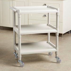 Utility Cart McKesson Plastic 17.5 X 25.25 X 35 Inch Light Gray Shelves Outside: 25-1/4 X 17-1/2 Inch, Shelves Inside Flat Space: 15.88 X 15.67 Inch