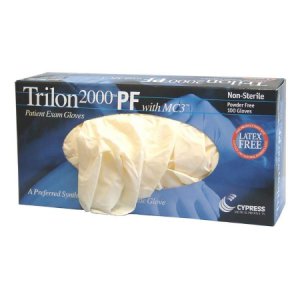 Exam Glove Trilon 2000   PF with MC3   Large NonSterile Stretch Vinyl Standard Cuff Length Smooth Ivory Not Rated WITH PROP. 65 WARNING