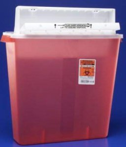 Sharps Container SharpStar    In-Room    18-1/2 H X 16-1/2 W X 6 D Inch 4 Gallon Translucent Red Base / White Lid Horizontal Entry