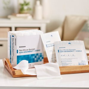 Nonwoven Sponge McKesson Polyester / Rayon 4-Ply 4 X 4 Inch Square Sterile