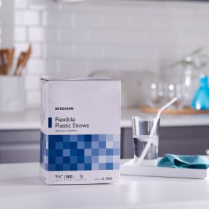 Flexible Drinking Straw McKesson 7-3/4 Inch Length White Individually Wrapped