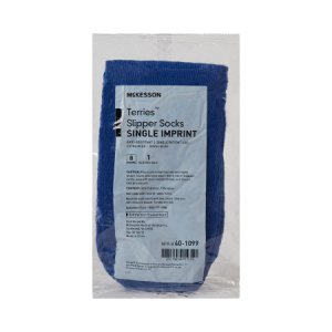 Slipper Socks McKesson Terries    Bariatric / Extra Wide Royal Blue Above the Ankle