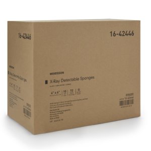 X-Ray Detectable Gauze Sponge McKesson Cotton 16-Ply 4 X 4 Inch Square Sterile
